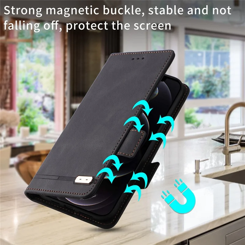 For Xiaomi 12S Ultra 5G Stand Feature Hardware Decor Phone Wallet Case Double Magnetic Clasps PU Leather Protector - Black