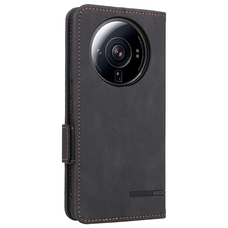 For Xiaomi 12S Ultra 5G Stand Feature Hardware Decor Phone Wallet Case Double Magnetic Clasps PU Leather Protector - Black
