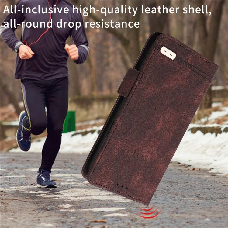 Per Xiaomi Redmi K40S 5G / Poco F4 5G Funzione Stante Hardware Dei Decificativo Custodia Doppia Cover Antide-falda in Pelle Magnetica - Caffè