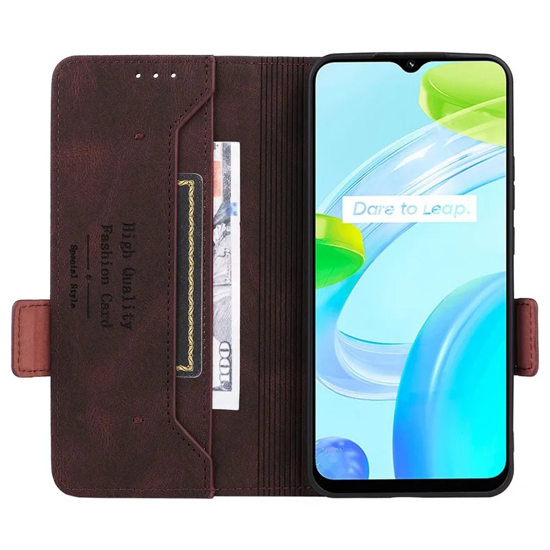 Til Realme C30 4G Hardware Decor Mobiltelefonbeskyttelse PU Læder Wallet Stående Stødfast Velbeskyttet Skal - Kaffe