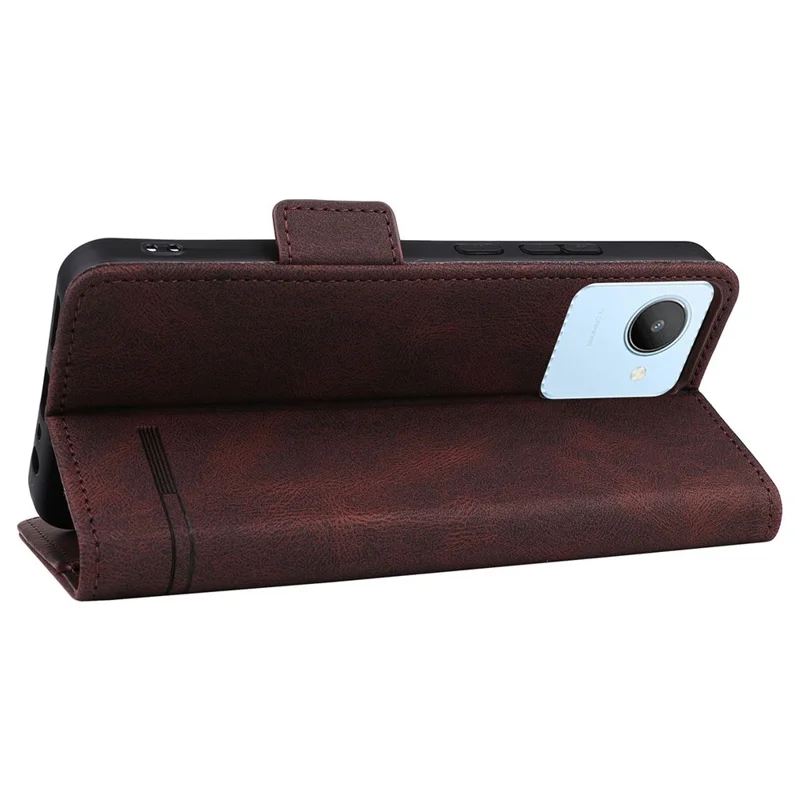 Til Realme C30 4G Hardware Decor Mobiltelefonbeskyttelse PU Læder Wallet Stående Stødfast Velbeskyttet Skal - Kaffe