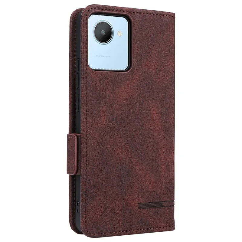 Til Realme C30 4G Hardware Decor Mobiltelefonbeskyttelse PU Læder Wallet Stående Stødfast Velbeskyttet Skal - Kaffe