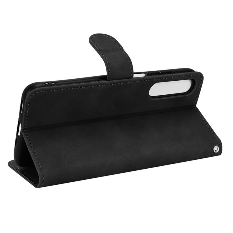 For HTC Desire 22 Pro 5G Drop-Proof PU Leather Folio Flip Case Skin-Touch Feeling Stand Wallet Phone Cover - Black