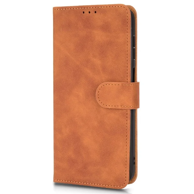 For HTC Desire 22 Pro 5G Drop-Proof PU Leather Folio Flip Case Skin-Touch Feeling Stand Wallet Phone Cover - Brown