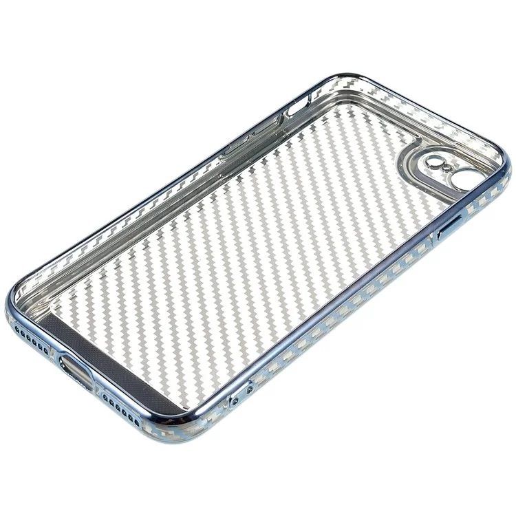 Para Iphone 7 / 8 4.7 Pulgadas / SE (2020) / SE (2022) TPU de Fibra de Carbono Suave de la Textura de la Textura de Protección Electroplacante Del Teléfono Resistente a Los Arañazos - Azul