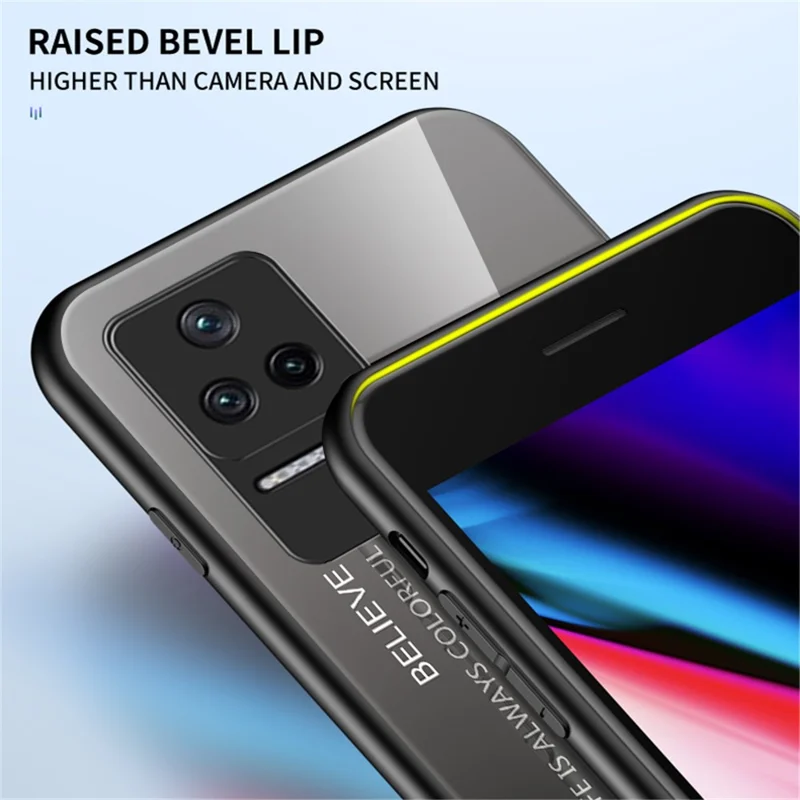 Para Xiaomi Redmi K40S 5G / Poco F4 5G Gradiente Diseño de Color Anti-shock Case de Teléfonos Celulares Vidrio Templado + PC + TPU Tapa Posterior - Gradiente de Púrpura