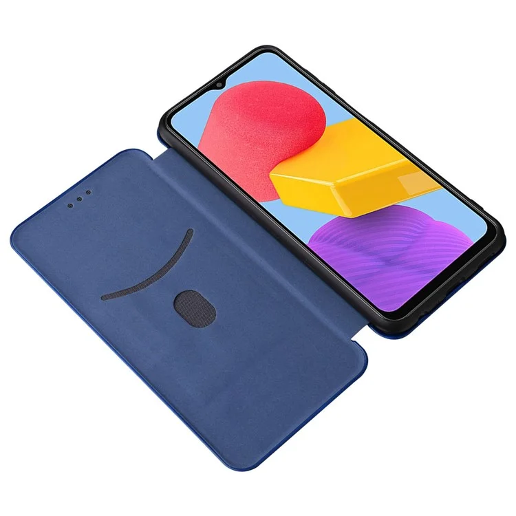 Per Samsung Galaxy M13 4G Titolo Della Scheda Telefono Fibra di Carbonio Fibra pe Coperchi - Blu