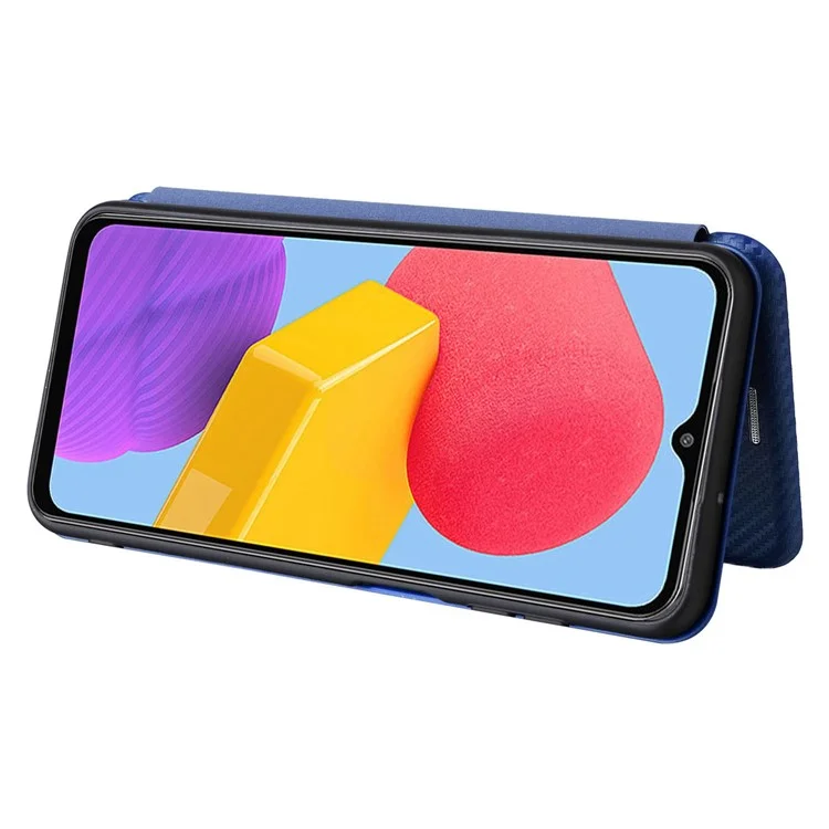 Per Samsung Galaxy M13 4G Titolo Della Scheda Telefono Fibra di Carbonio Fibra pe Coperchi - Blu