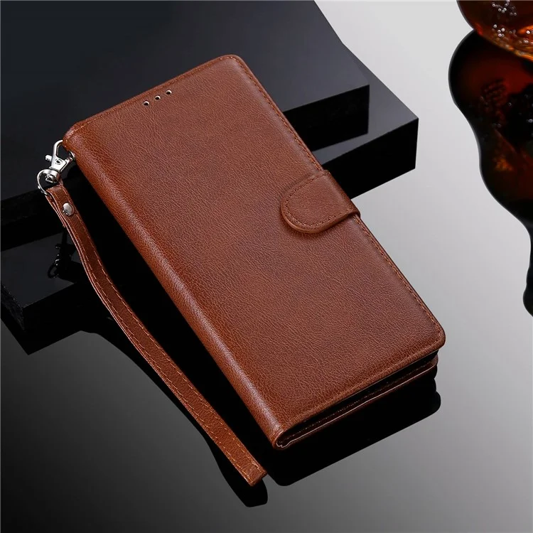 Para Samsung Galaxy A13 / A04s 4G (164,7 x 76,7 x 9,1 mm) 5G KT Leather Series-3 Detachable Leather Stand Wallet Case Car Mount Metal Sheet Phone Cover with Strap - Marrom