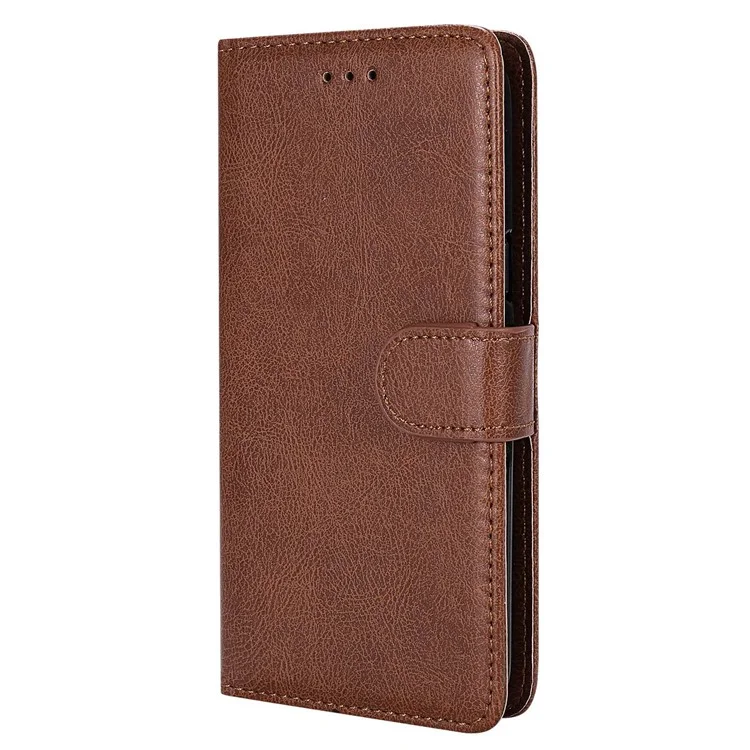 Para Samsung Galaxy A13 / A04s 4G (164,7 x 76,7 x 9,1 mm) 5G KT Leather Series-3 Detachable Leather Stand Wallet Case Car Mount Metal Sheet Phone Cover with Strap - Marrom