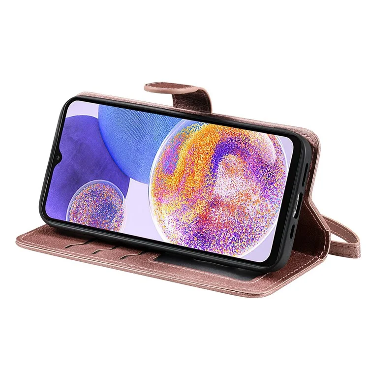 Für Samsung Galaxy A23 5G (Global Version) / 4G KT Leather Series-3 Abnehmbares Handyhülle PU-Leder Ständer Brieftasche Folio Flip Cover mit Gurt - Roségold