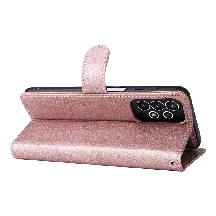 Für Samsung Galaxy A23 5G (Global Version) / 4G KT Leather Series-3 Abnehmbares Handyhülle PU-Leder Ständer Brieftasche Folio Flip Cover mit Gurt - Roségold