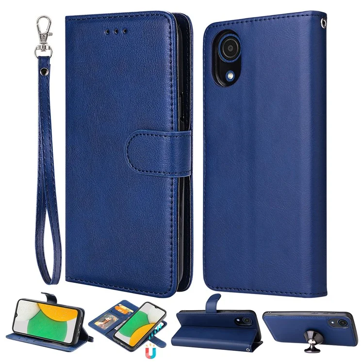Pour Samsung Galaxy A03 Core KT Leather Series Série 3 Anti-wear Color Couleur PU Téléphone Téléphone Détachable 2-en-1 Porte-support de Téléphone Shell Fonction Avec Sangle - Bleu