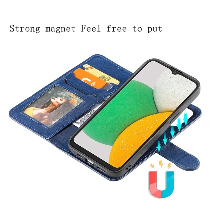 Pour Samsung Galaxy A03 Core KT Leather Series Série 3 Anti-wear Color Couleur PU Téléphone Téléphone Détachable 2-en-1 Porte-support de Téléphone Shell Fonction Avec Sangle - Bleu