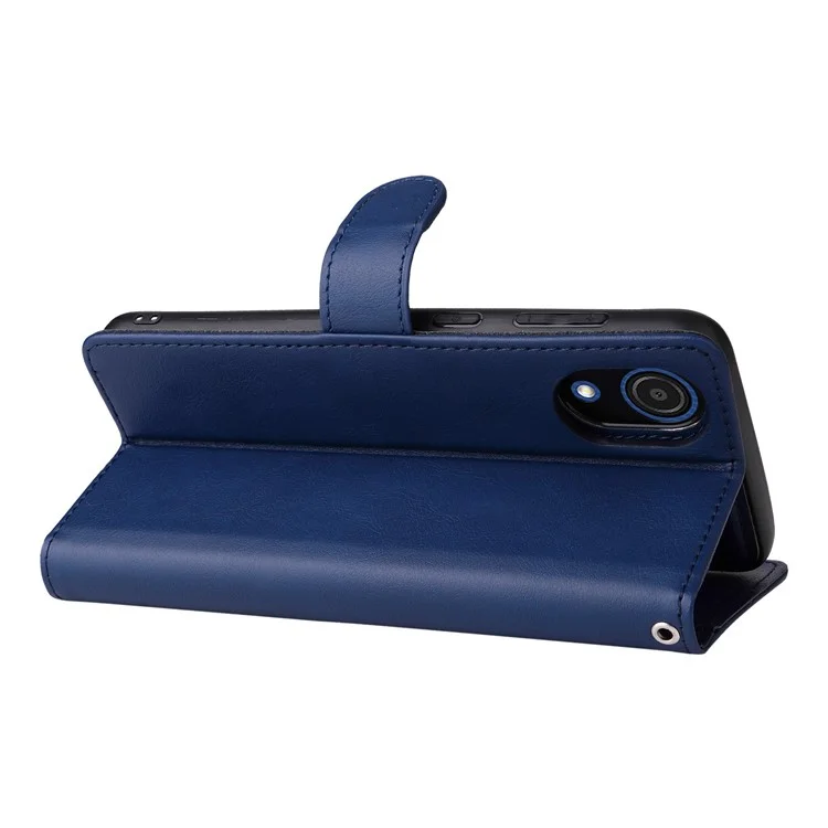 Pour Samsung Galaxy A03 Core KT Leather Series Série 3 Anti-wear Color Couleur PU Téléphone Téléphone Détachable 2-en-1 Porte-support de Téléphone Shell Fonction Avec Sangle - Bleu