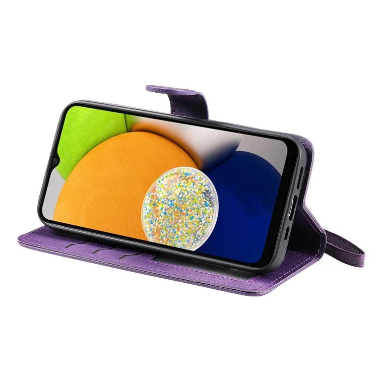 Per Samsung Galaxy A03 (164,2 x 75,9 x 9,1 Mm) KT Serie-3 Copertina Per Portafoglio Per Portafoglio Staccabile PU Leather Telefono Con Cinturino - Viola