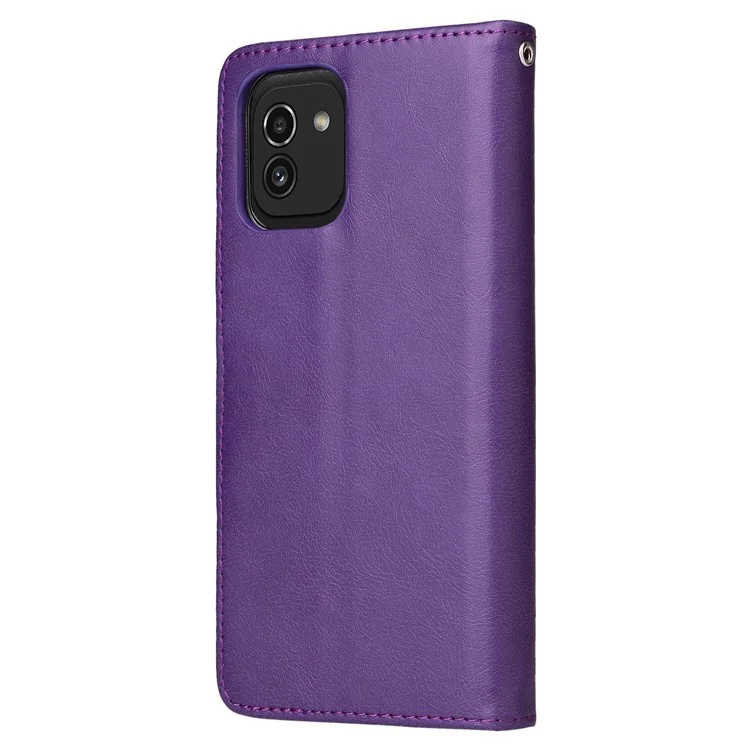 Per Samsung Galaxy A03 (164,2 x 75,9 x 9,1 Mm) KT Serie-3 Copertina Per Portafoglio Per Portafoglio Staccabile PU Leather Telefono Con Cinturino - Viola