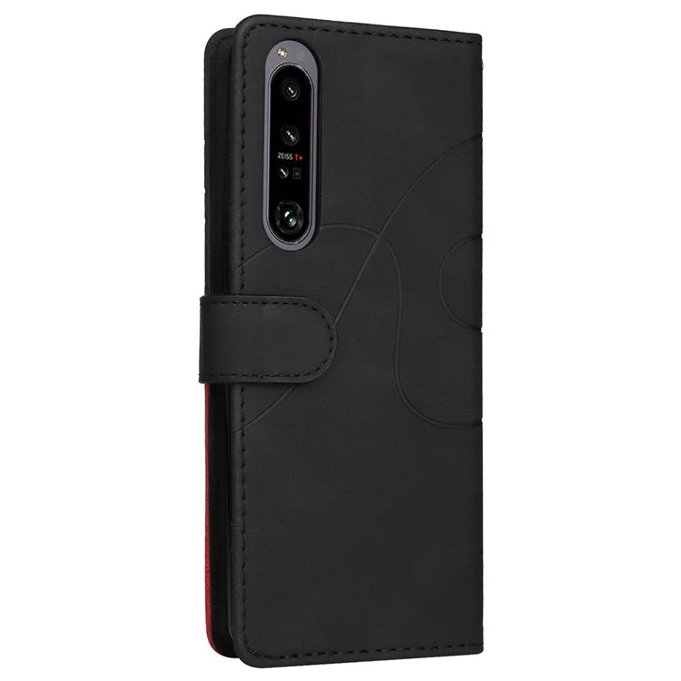 Для Sony Xperia 1 IV 5G KT Кожаная Серия-1 Серия-1 Двойной Сплайсинг Корпус PU - Черный