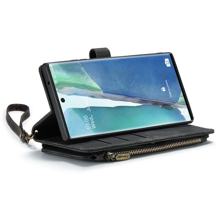 Serie Caseme C30 Per Samsung Galaxy Note20 Ultra 4G / Coperchio da Portafoglio Tascabile Multifunzionale da 5 g Con Manuale Supporto Per la Vena Del Telefono Antidroplecinetto Con Cinturino - Nero