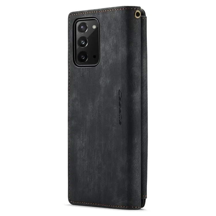 For Samsung Galaxy Note20 5G / 4G Phone Cases with Strap CASEME C30 Zipper Multiple Card Holder PU Leather Cover - Black