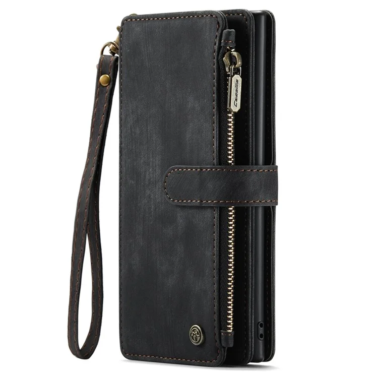 For Samsung Galaxy Note 10 Plus 5G / 4G Phone Cases with Strap CASEME C30 Zipper Multiple Card Holder PU Leather Cover - Black