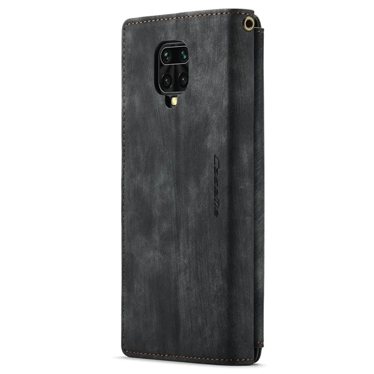 CASEME C30 Serie für Xiaomi Redmi Note 9 Pro 4G / Note 9 Pro Max / Note 9S 4G Sturzsichere Reißverschlusstasche Handytasche Stand PU-Lederschutz Kratzsicher Kartenfach - Schwarz