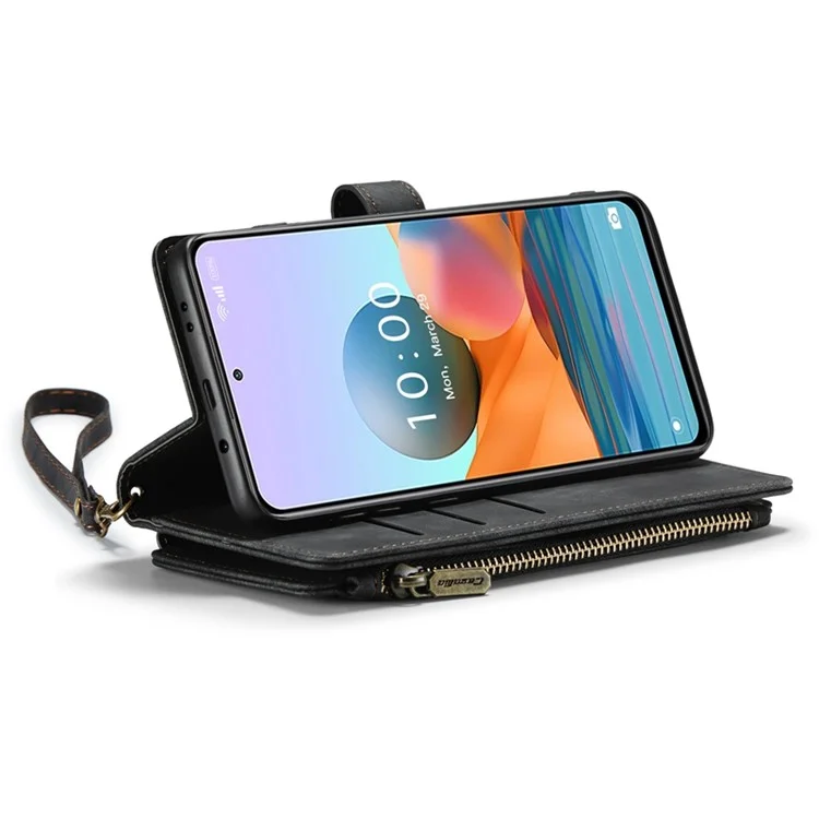 Série Caseme C30 Pour Xiaomi Redmi Note 10 Pro Max 4G / Remarque 10 Pro 4G (Global) / (inde) Étui de Portefeuille de Téléphonie de Poche à Résistance à la Ferme - le Noir