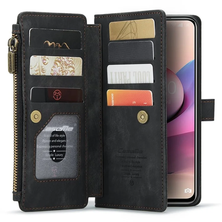 Série Caseme C30 Pour Xiaomi Redmi Note 10S / Remarque 10 4G Pocket de Pockeur de Pockeur de la Zipe 4G Stan - le Noir
