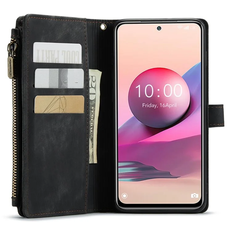 Série Caseme C30 Pour Xiaomi Redmi Note 10S / Remarque 10 4G Pocket de Pockeur de Pockeur de la Zipe 4G Stan - le Noir
