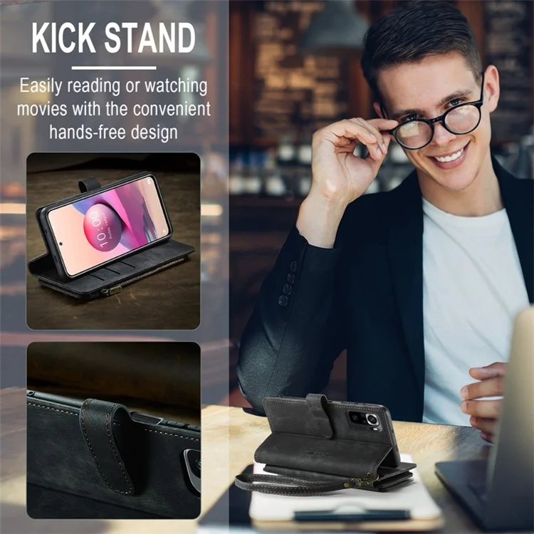 Série Caseme C30 Pour Xiaomi Redmi Note 10S / Remarque 10 4G Pocket de Pockeur de Pockeur de la Zipe 4G Stan - le Noir