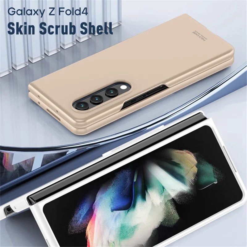 For Samsung Galaxy Z Fold4 5G Folding Phone Case Skin-touch Matte Finish Hard PC Back Cover - Gold