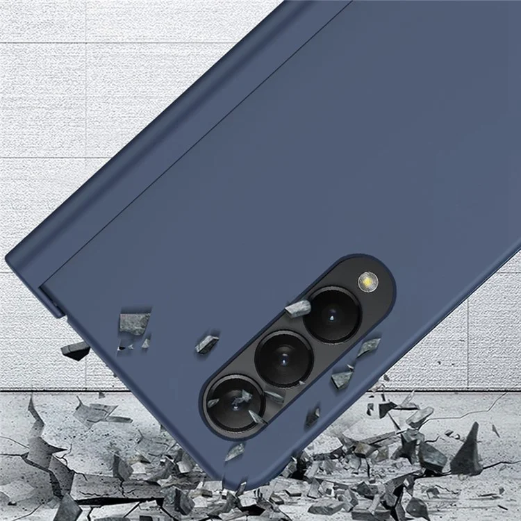 Für Samsung Galaxy Z Fold4 5G Pen Slot Seitenscharnier Faltbare Handyhülle Verchromtes PC-Gehäuse mit Hartglas-Bildschirmschutz - Lila