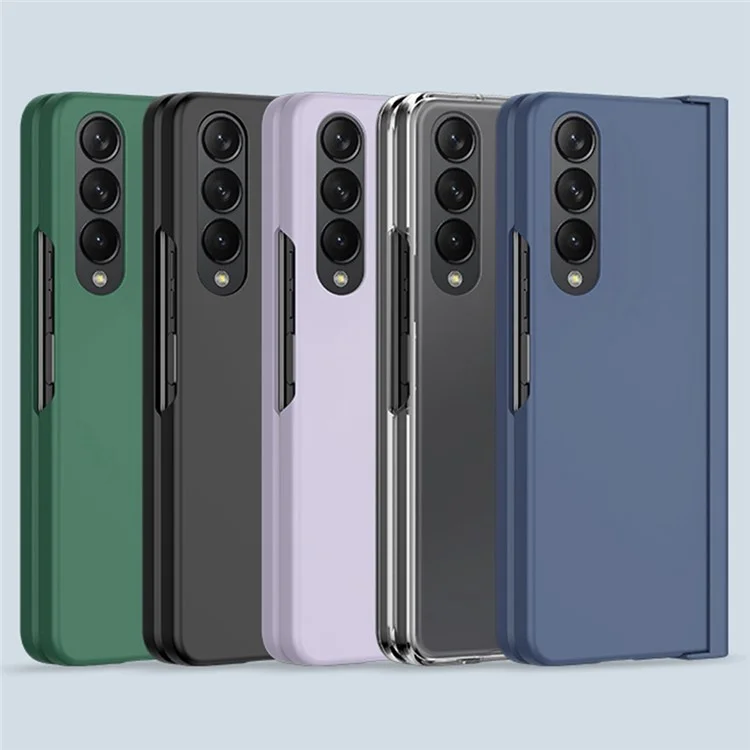 Für Samsung Galaxy Z Fold4 5G Pen Slot Seitenscharnier Faltbare Handyhülle Verchromtes PC-Gehäuse mit Hartglas-Bildschirmschutz - Lila