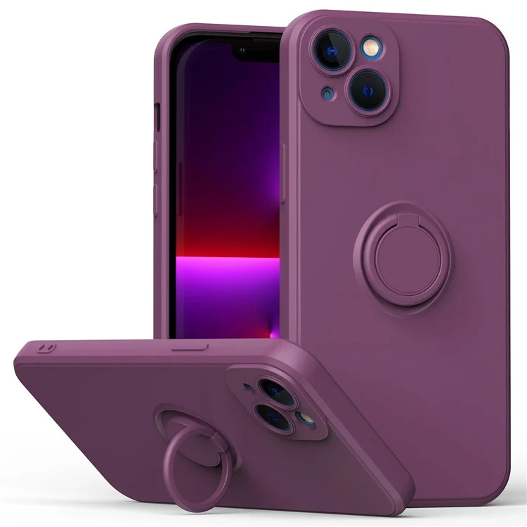 Para Iphone 14 Max 6.7 Pulgadas de Anillo de 6.7 Pulgadas Case TPU TPU Cubierta de TPU Suave Con Lámina de Metal Incorporada - Cherry Blossom Purple