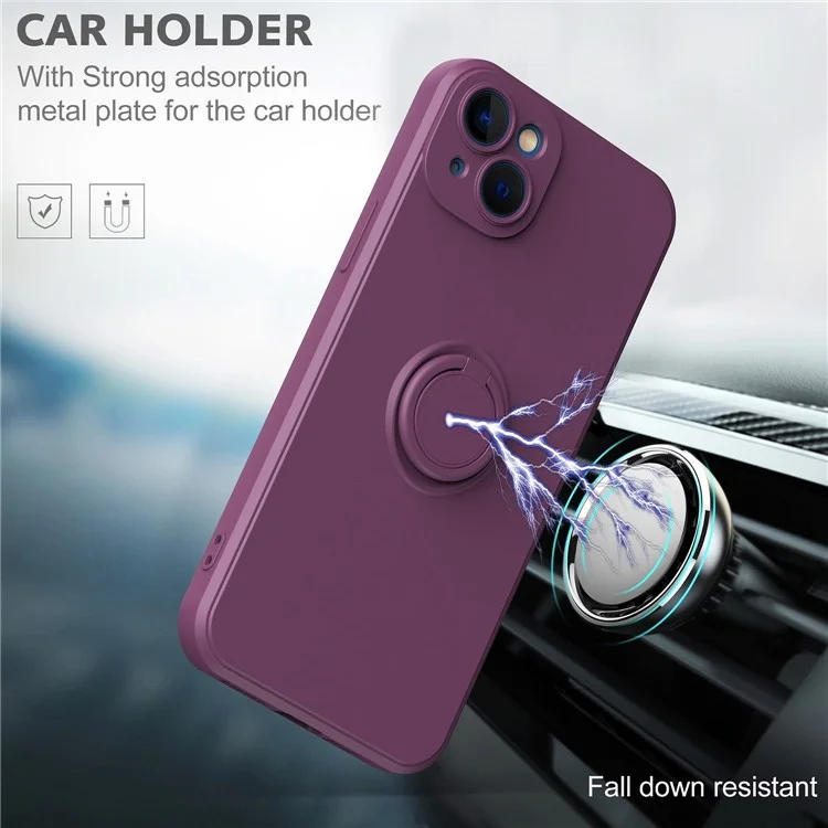 Para Iphone 14 Max 6.7 Pulgadas de Anillo de 6.7 Pulgadas Case TPU TPU Cubierta de TPU Suave Con Lámina de Metal Incorporada - Cherry Blossom Purple