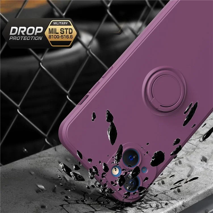 Para Iphone 14 Max 6.7 Pulgadas de Anillo de 6.7 Pulgadas Case TPU TPU Cubierta de TPU Suave Con Lámina de Metal Incorporada - Cherry Blossom Purple