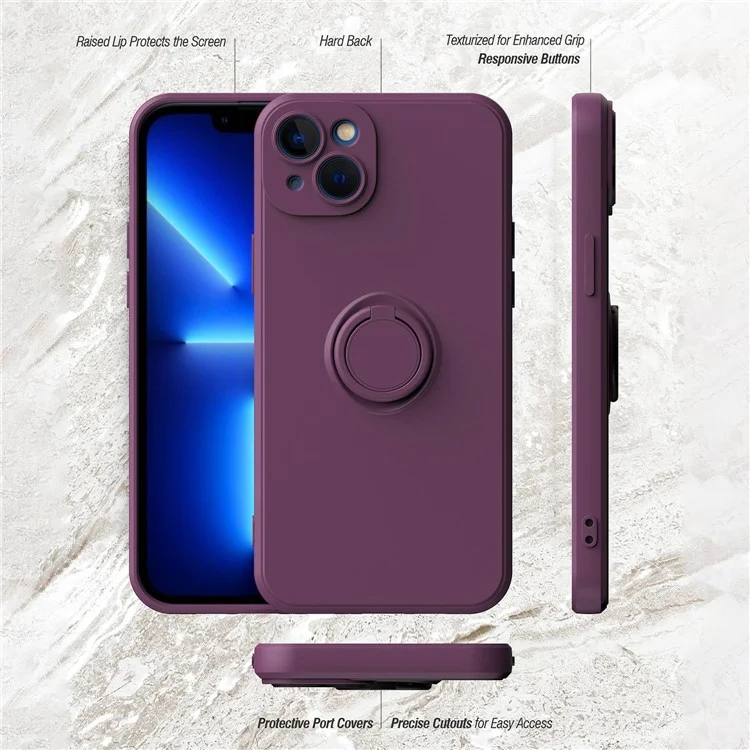 Para Iphone 14 Max 6.7 Pulgadas de Anillo de 6.7 Pulgadas Case TPU TPU Cubierta de TPU Suave Con Lámina de Metal Incorporada - Cherry Blossom Purple