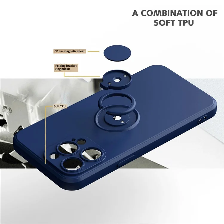 Para Iphone 14 Pro Max Max 6,7 Polegadas Kickstand TPU Caixa TPU Anti-arranhão Protetor de Capa de Telefone - Azul
