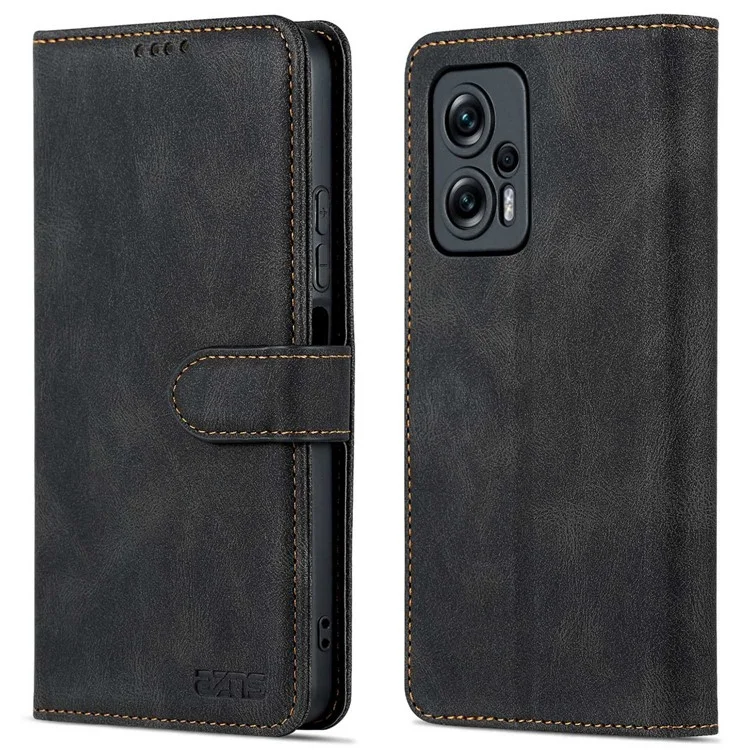 Azns Phone Case Для Xiaomi Redmi Note 11t Pro 5G / Примечание 11t Pro+ 5g / Poco X4 GT 5G / Redmi K50i 5g, Подставка из Кожи Кожи с Каплями. - Черный