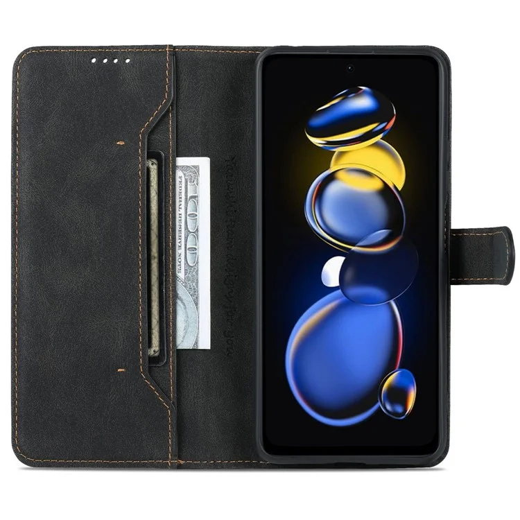 Azns Phone Case Для Xiaomi Redmi Note 11t Pro 5G / Примечание 11t Pro+ 5g / Poco X4 GT 5G / Redmi K50i 5g, Подставка из Кожи Кожи с Каплями. - Черный