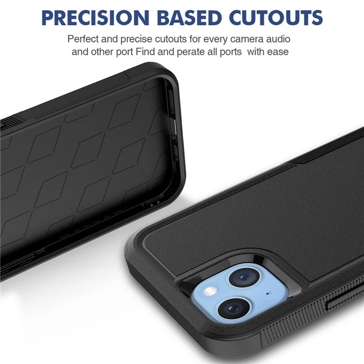 Étui pour téléphone iPhone 14 Plus 6,7 pouces Coque anti-traces de doigts en PC dur + TPU Housse de téléphone portable - Noir