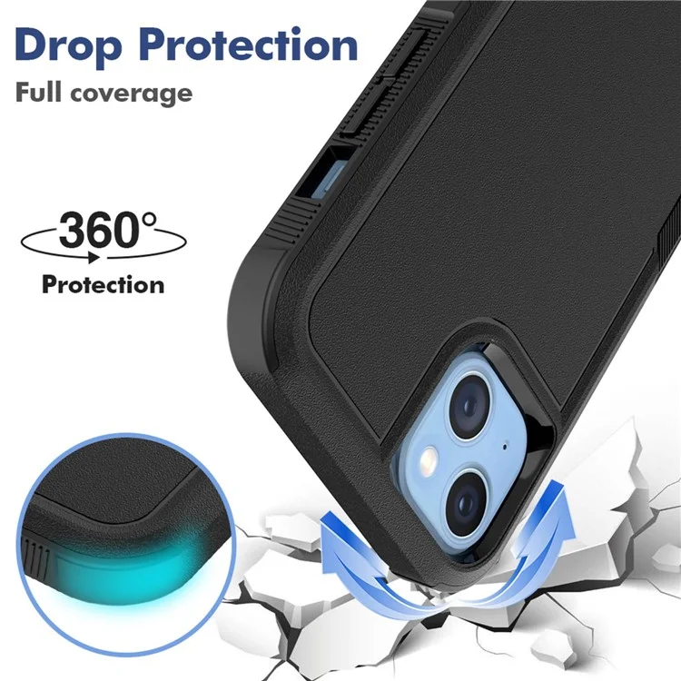 Étui pour téléphone iPhone 14 Plus 6,7 pouces Coque anti-traces de doigts en PC dur + TPU Housse de téléphone portable - Noir