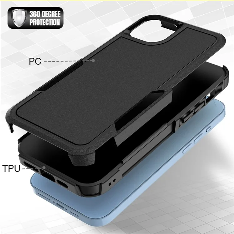 Étui pour téléphone iPhone 14 Plus 6,7 pouces Coque anti-traces de doigts en PC dur + TPU Housse de téléphone portable - Noir