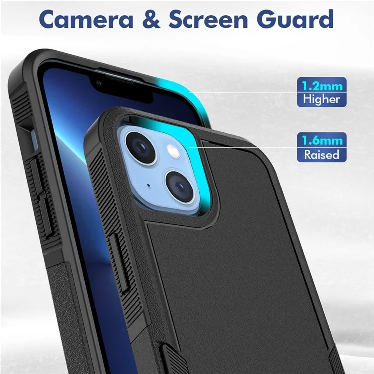 Étui pour téléphone iPhone 14 Plus 6,7 pouces Coque anti-traces de doigts en PC dur + TPU Housse de téléphone portable - Noir