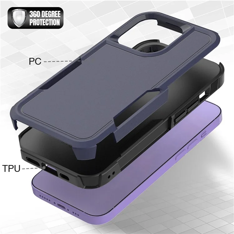 Smartphone Case for iPhone 14 Pro 6.1 inch, Drop Protection Raised Edge PC+TPU Mobile Phone Cover - Dark Blue