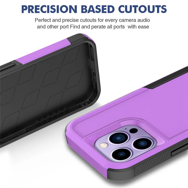 Smartphone Case for iPhone 14 Pro 6.1 inch, Drop Protection Raised Edge PC+TPU Mobile Phone Cover - Purple
