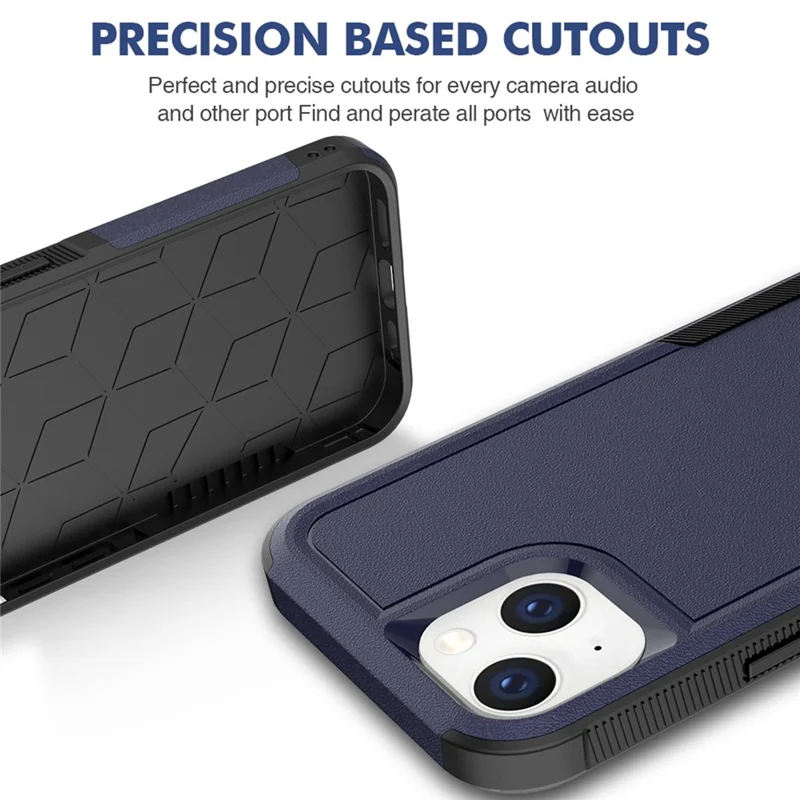 Cell Phone Case for iPhone 14 6.1 inch, Anti-scratch Raised Edge PC+TPU Mobile Phone Cover - Dark Blue