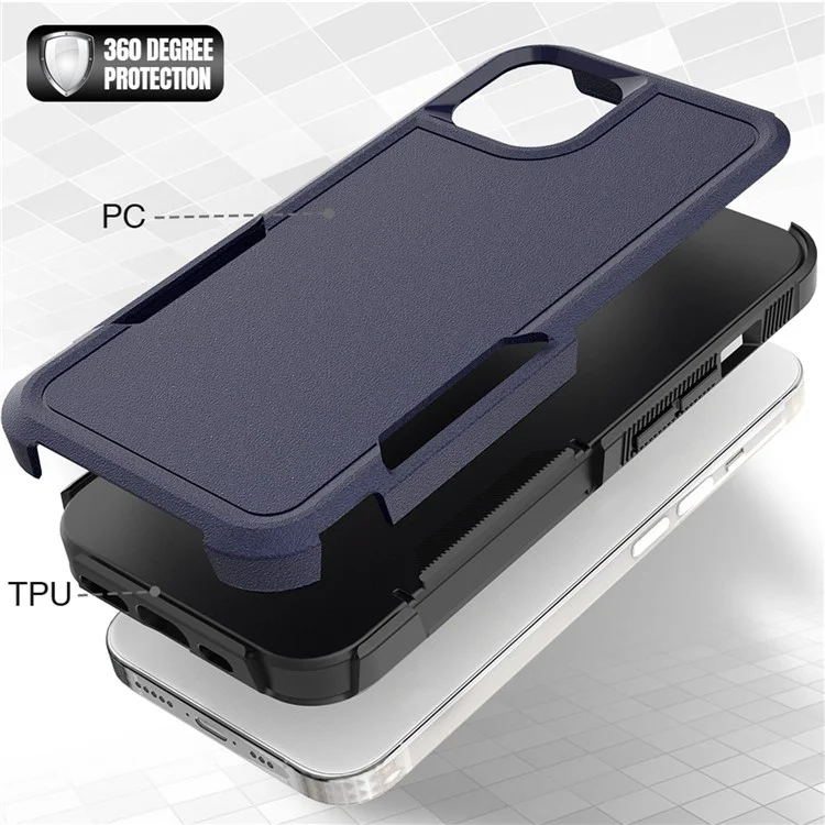 Cell Phone Case for iPhone 14 6.1 inch, Anti-scratch Raised Edge PC+TPU Mobile Phone Cover - Dark Blue