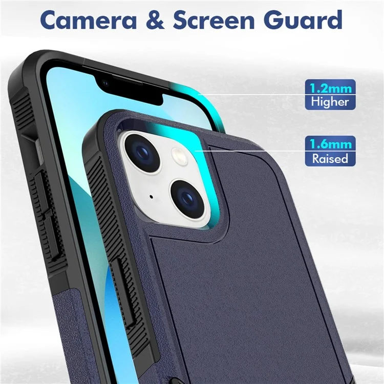 Cell Phone Case for iPhone 14 6.1 inch, Anti-scratch Raised Edge PC+TPU Mobile Phone Cover - Dark Blue
