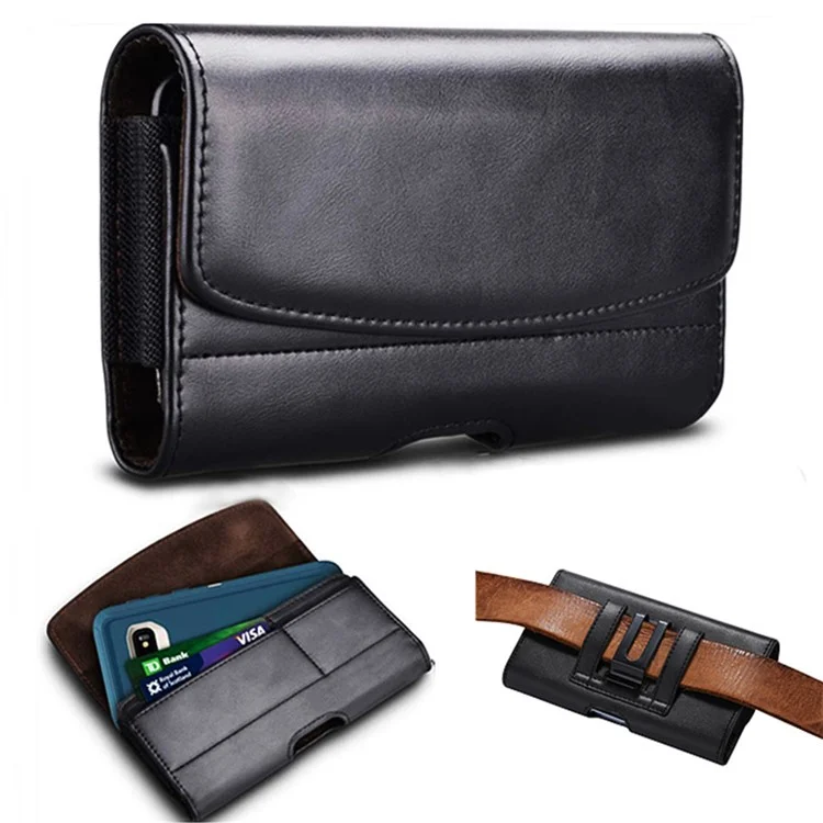 Universal PU Leather Belt Clip Phone Pouch Horizontal Waist Loop Bag, Size XXL (Inner Size: 17x9x2cm)